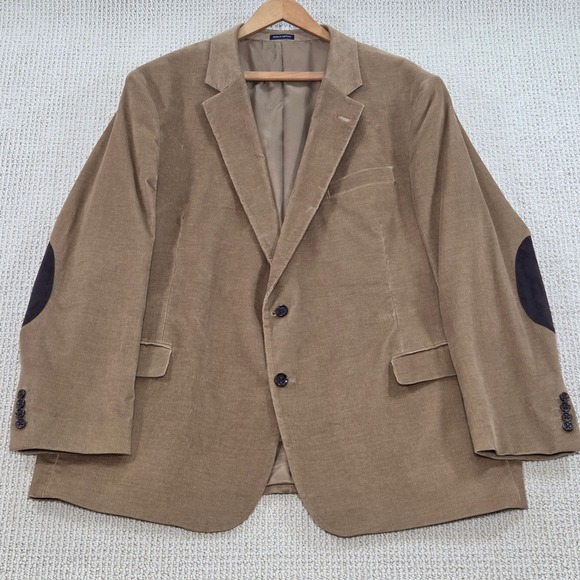 Stafford Classic Fit Corduroy Sport Coat Blazer Elbow Patch Mens‎ Brown 50R - Picture 2 of 8